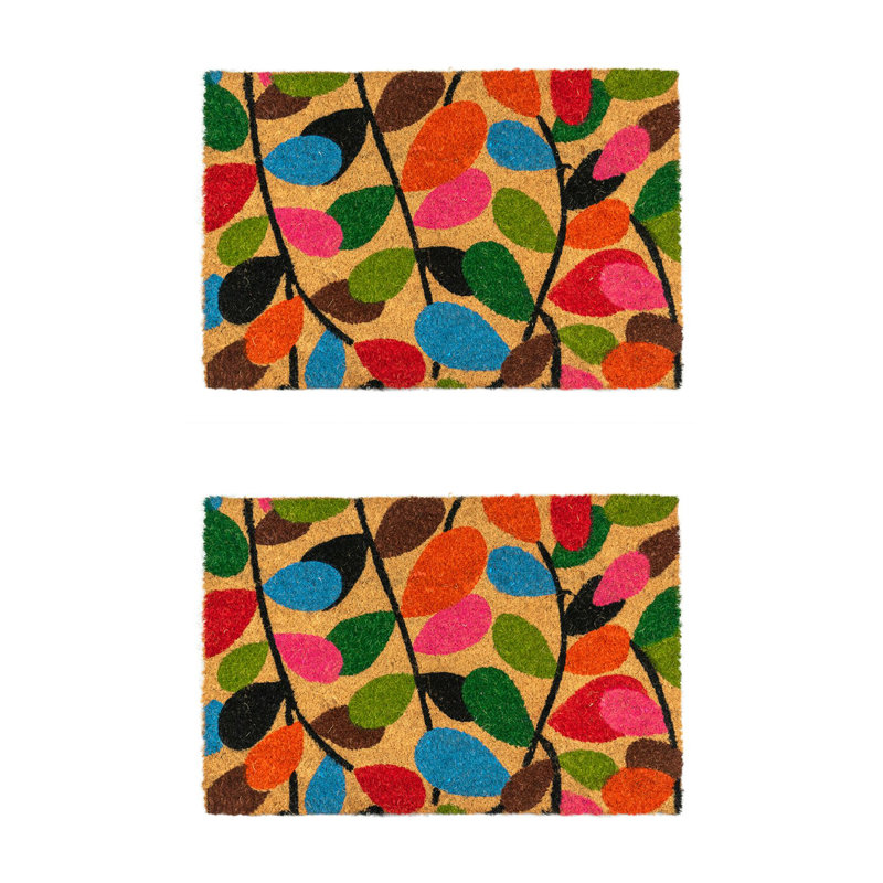 Non-Slip Floral Indoor / Outdoor Doormat, 1.6cm H x 60cm L x 40cm W