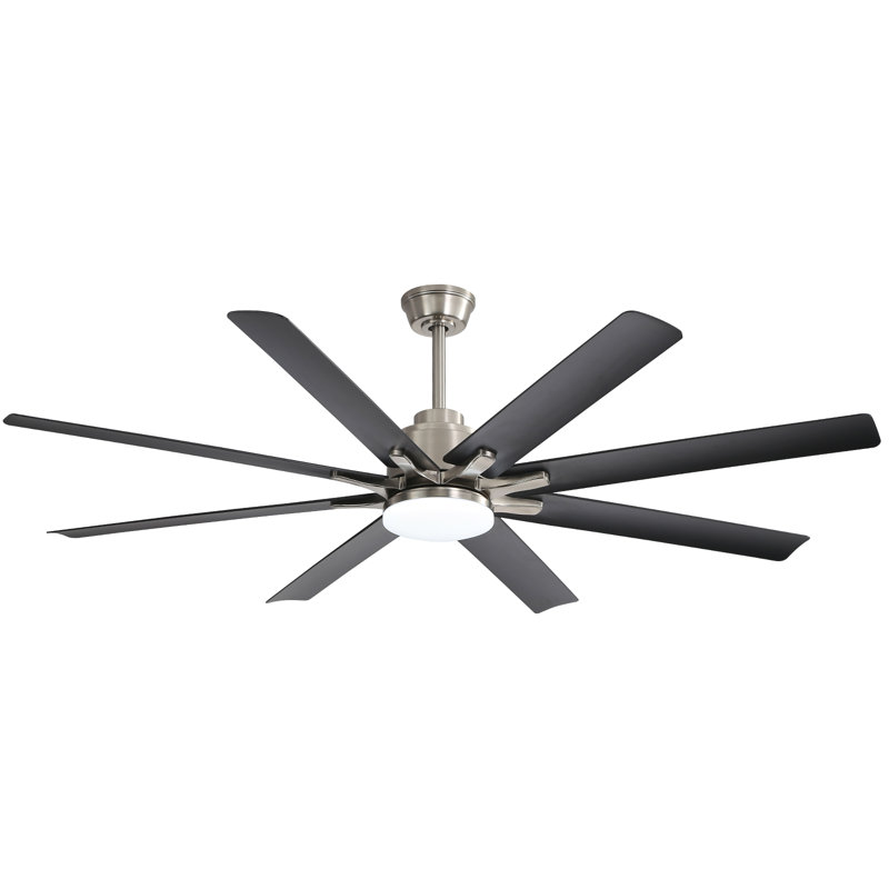 168cm Ceiling Fan with LED Lights, Nickel