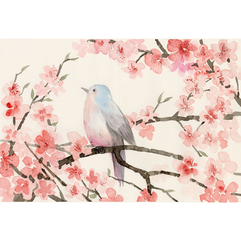 The Cherry Blossoms II - Painting Print, 61cm H x 91cm W, Black Floater Framed