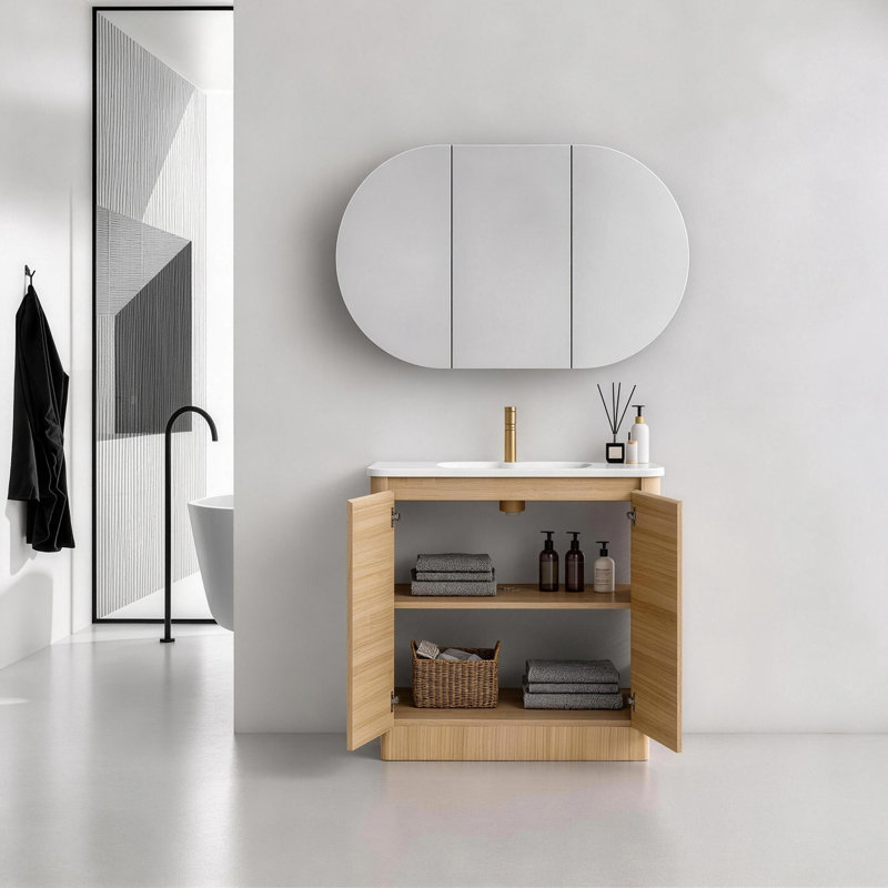 Meuble-lavabo autoportant Pebble, American White Oak, 36"