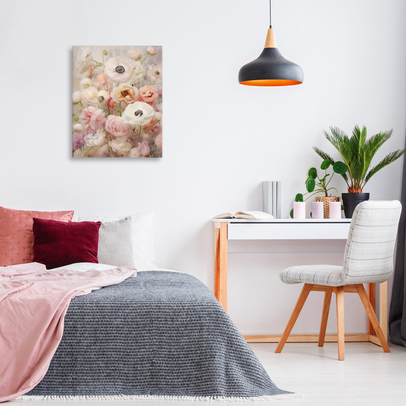 "Soft Pastel Florals", art mural sur toile par RileyB, H 30 po x l 24 po