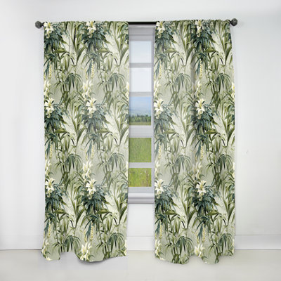 Bamboo Fusion Tropical Pattern I - Tropical Curtain - Velvet Room Darkening - 1 panel