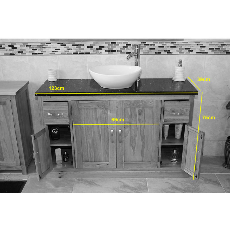Amani 1231mm Single Bathroom Vanity with Vessel Ceramic Basin, Black