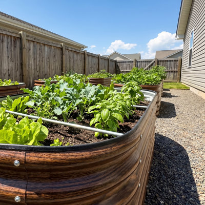 Lit de jardin surélevé en métal galvanisé de 18 po de hauteur (paquet de 2), boîte à fleurs ovale en métal 4 x 2 pi pour planter des légumes