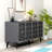 Modern Console Table, Anthracite & Silver, 100% Melamine Coated Particle Board, Thickness: 0.7 inches | Stylish Geometric Design, Perfect for Living Room & Entryway, Durable & Elegant-1907587321