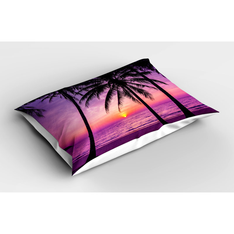 Pillowcase, Palms Silhouette Purple, Purple Black
