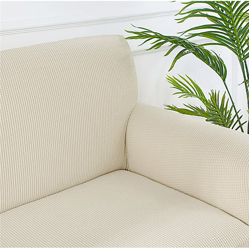 Ensemble de 3 pièces pour causeuse extensible à 4 jupes avec housse de canapé et housse de fauteuil, Polyester beige