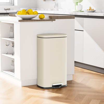 13.2+1.3 Gallon Step Trash Can, Stainless Steel Garbage Bin, Soft-Close Rubbish Bin