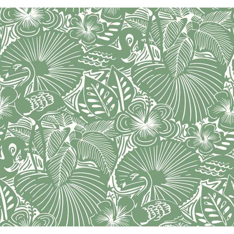 Papier peint floral Idalia, Vert