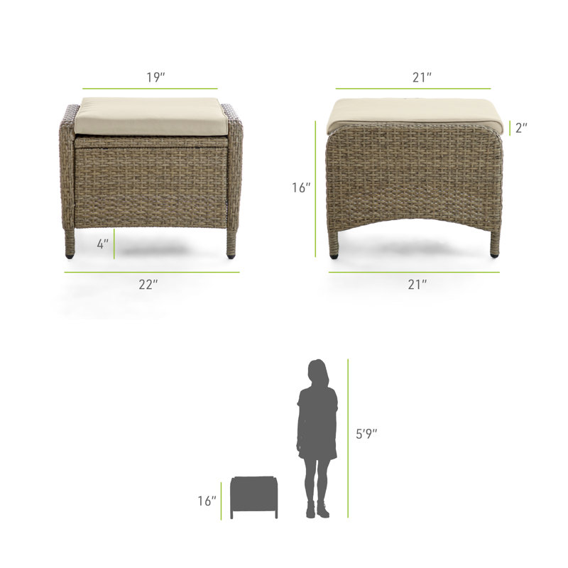 Wicker Outdoor Lounge Chair with Ottoman