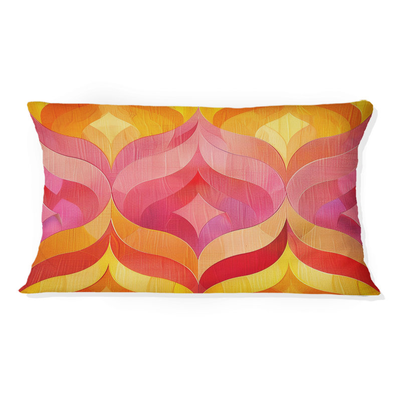Coussin lombaire moderne jaune et rose moderne Sunset Glow