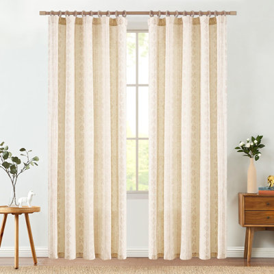 Linen Blend Semi-Sheer Rod Pocket Curtain Pair