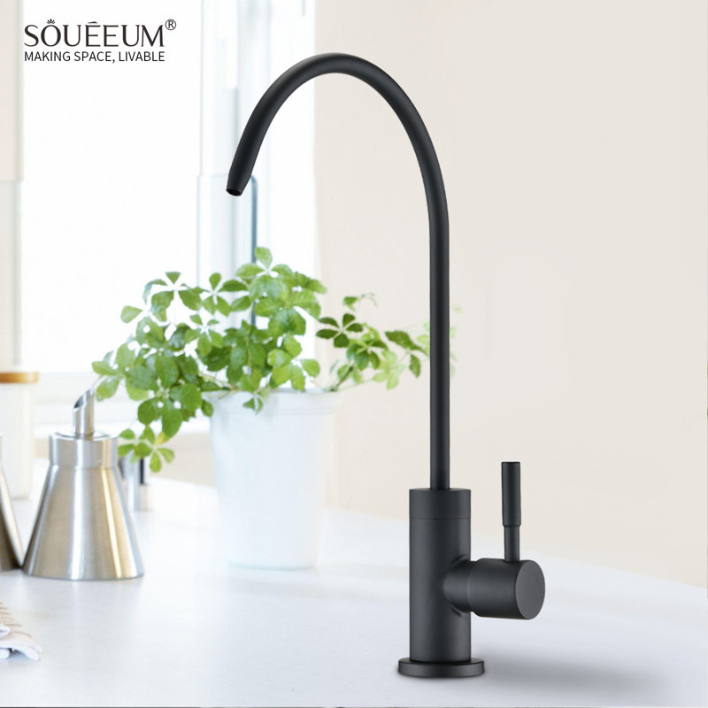 Robinet de cuisine à poignée d'eau, Noir mat