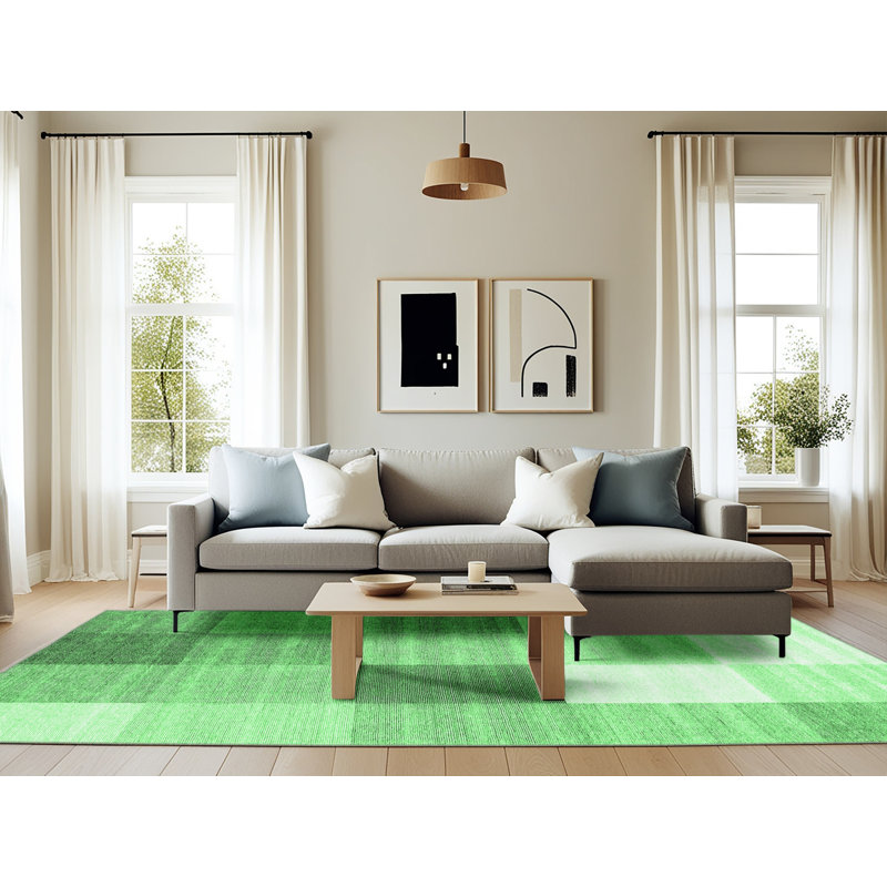 Washable Checkered Indoor Rug, Rectangle 6' x 9'