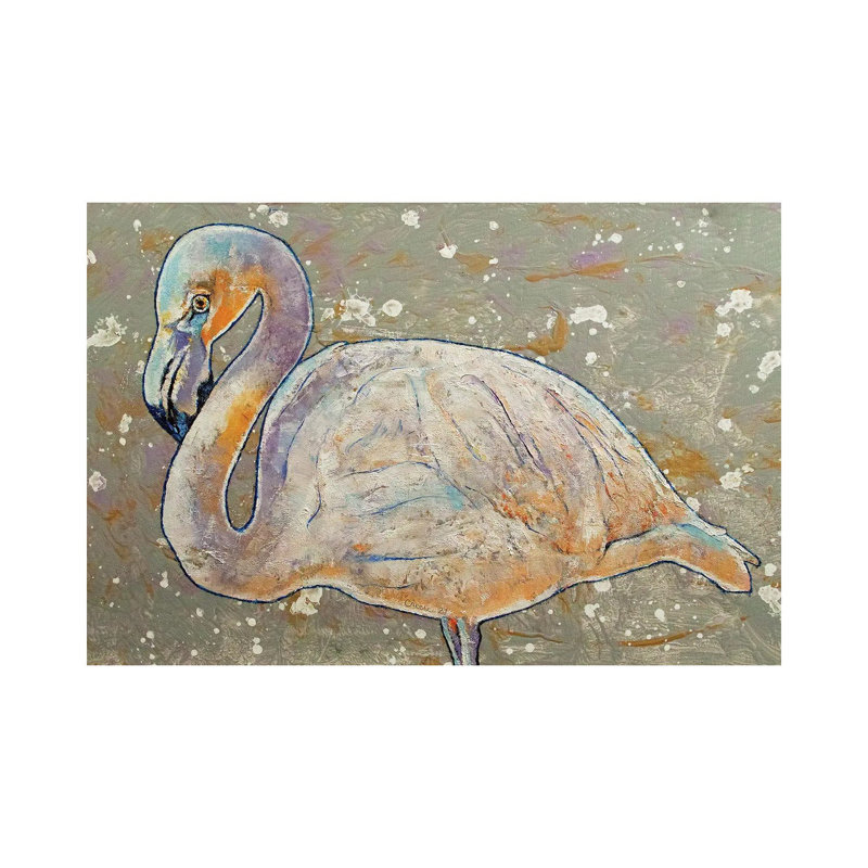 White Flamingo 1 Piece Wrapped Canvas Painting, 20.32 cm H x 30.48 cm W