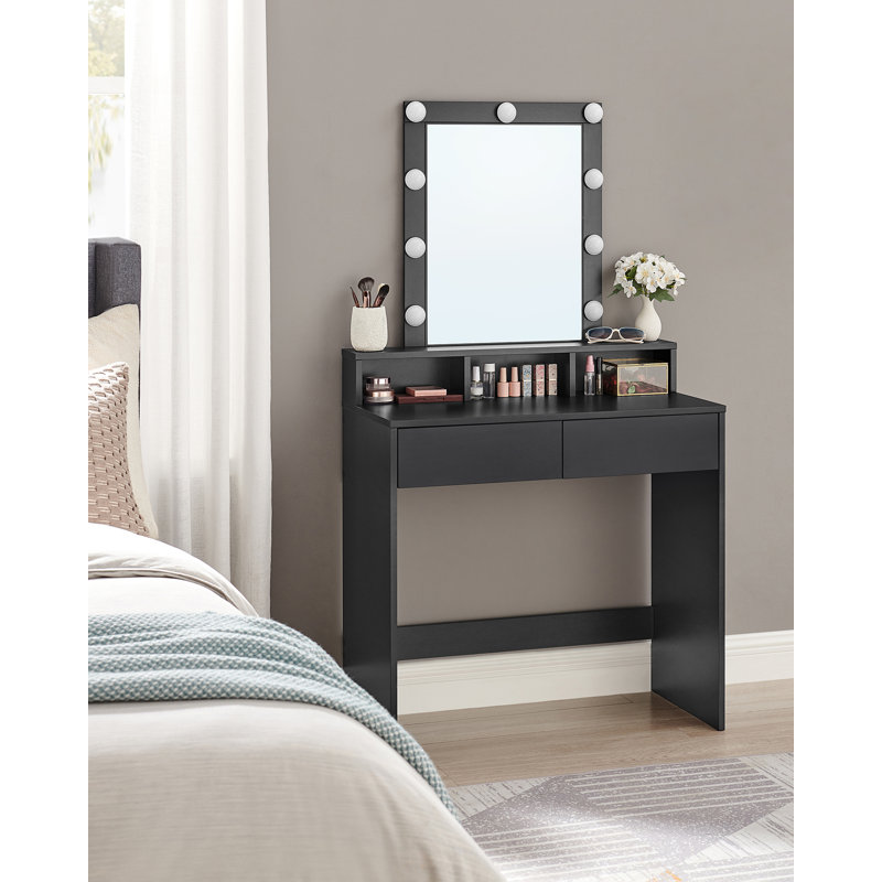 Navarro Dressing Table with Mirror, Black