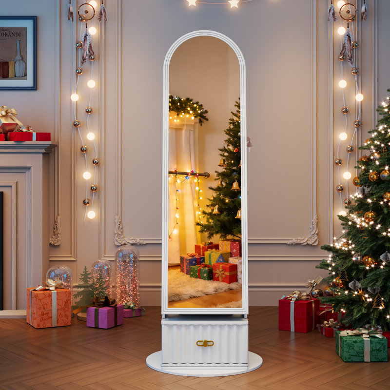 Jewellery Armoire with Mirror, White