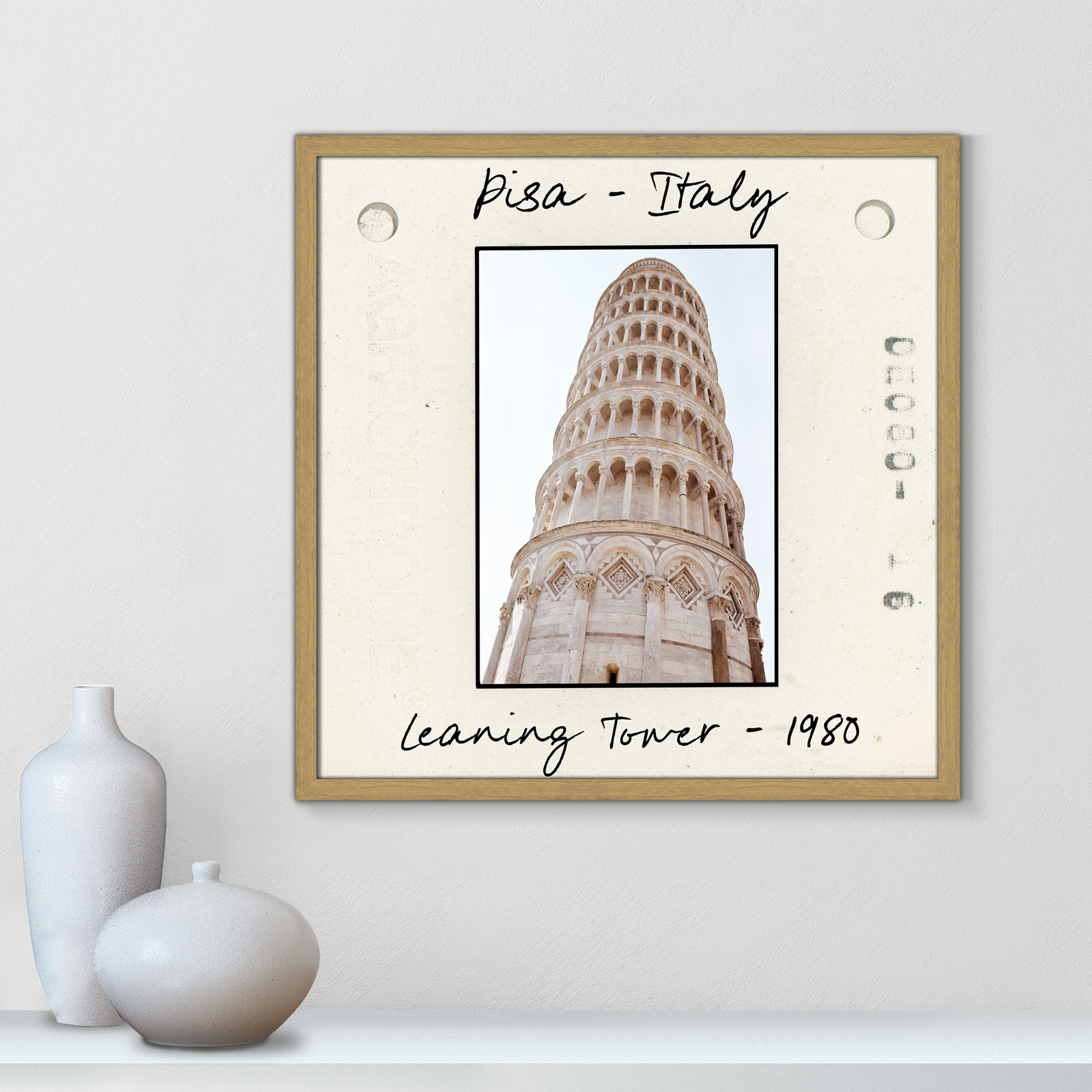 Ritona "Pisa, Italy - Leaning Tower" Print, Natural Single Picture Framed Paper, 23.5" H x 23.5" W x 0.75" D