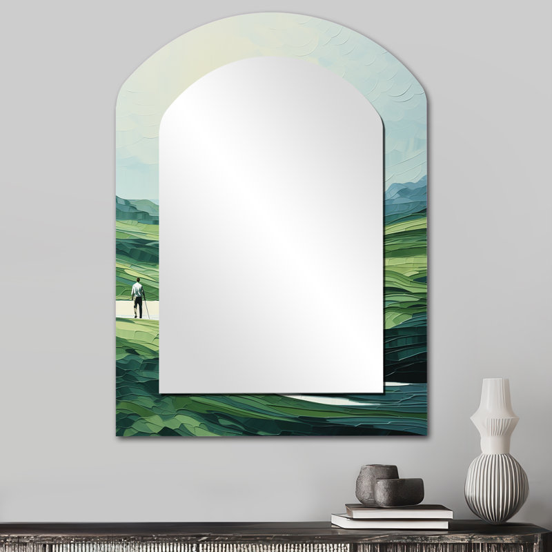 Golf Harmonious Drives - miroir mural arche de golf, miroir décoratif asymétrique moderne, impression d'art en métal