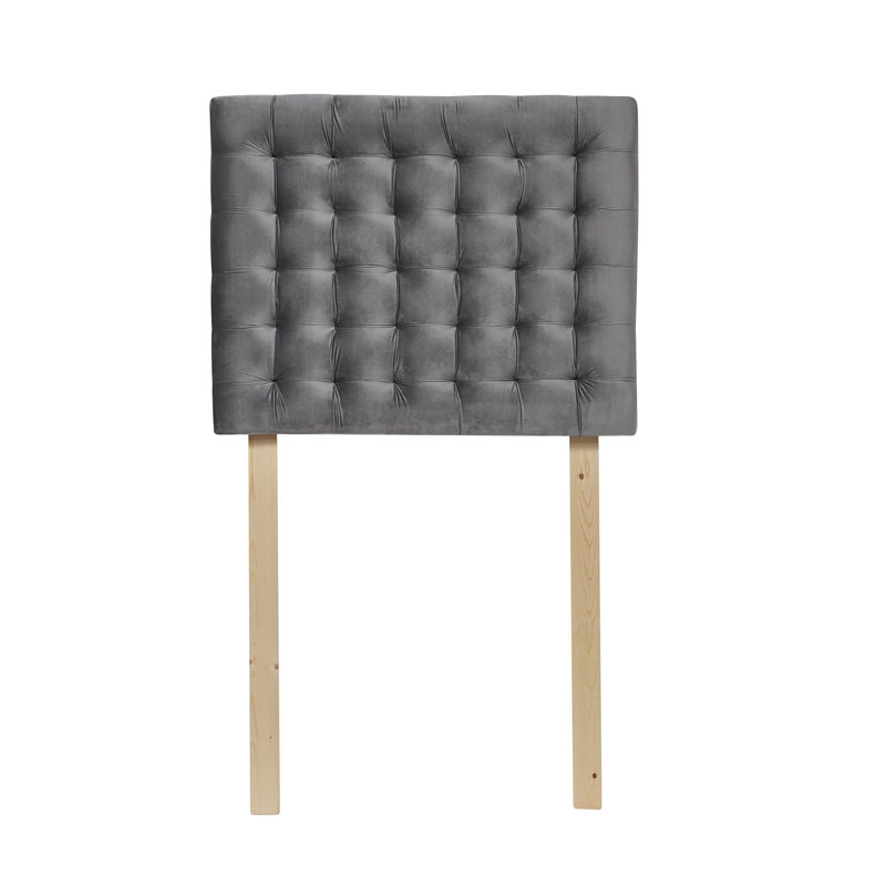 Tête de lit capitonnée avec pieds - Velours moelleux blanc, Gris