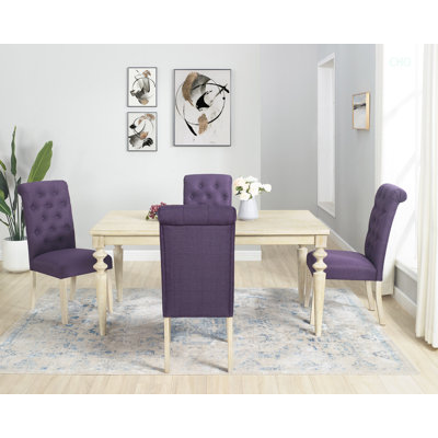 Ensemble de salle à manger 5 pièces à pieds tournés avec 4 chaises capitonnées