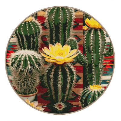 Washable Cactus Garden Southwestern Area Rug