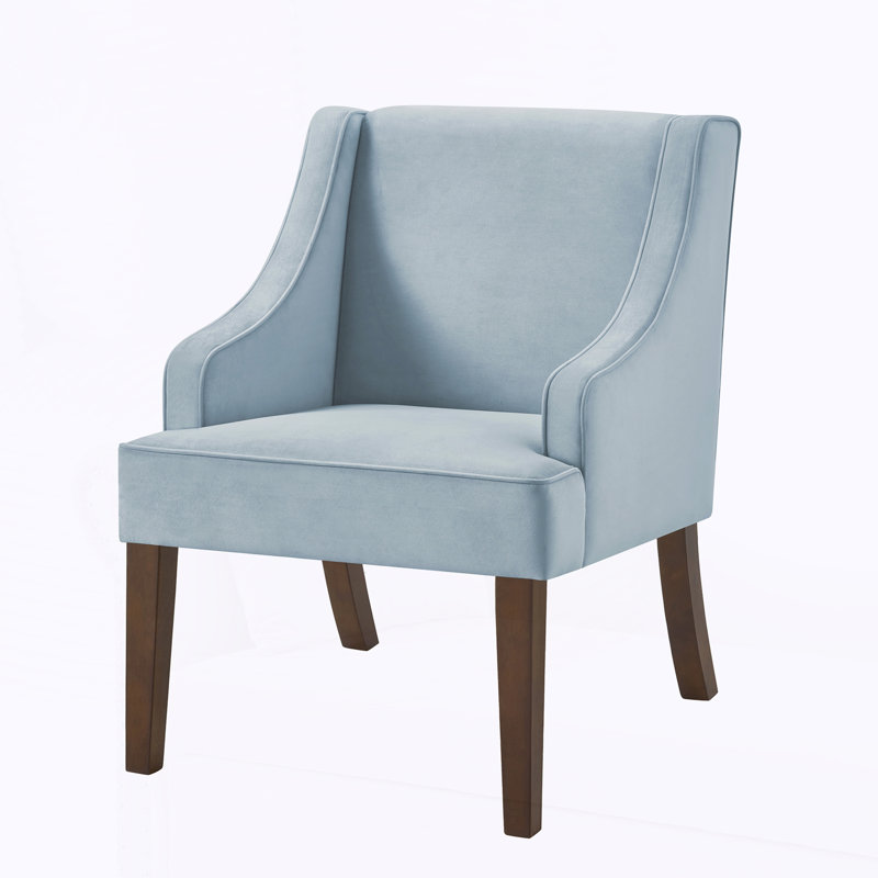 Fauteuil d'appoint rembourré en tissu massif avec pieds en bois massif de style Mid-Century