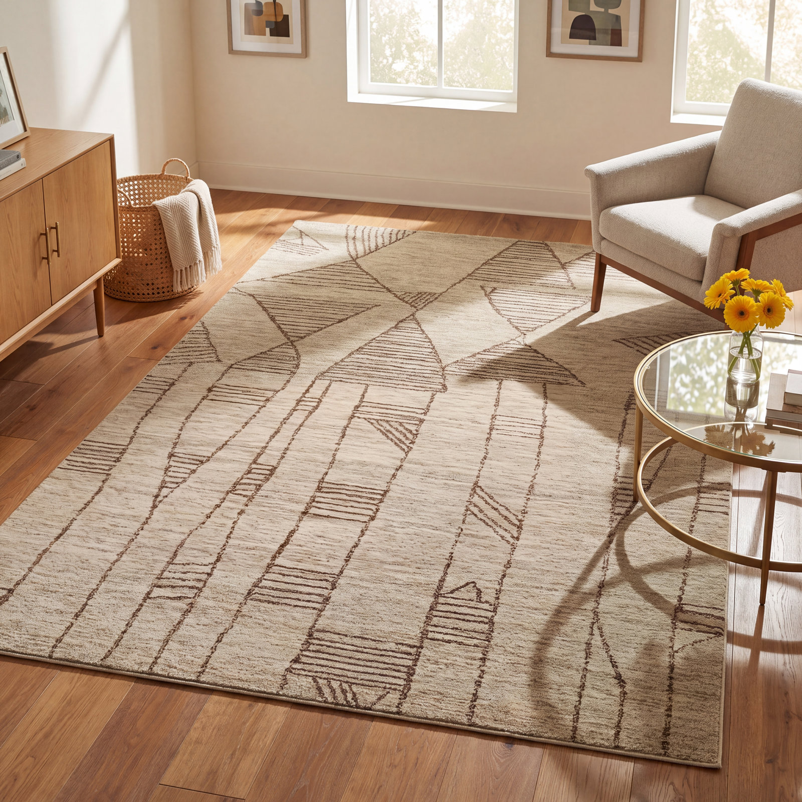 Ann-Sophie Gray Hand-Tufted Abstract Wool Rug, Rectangle 8' x 10'