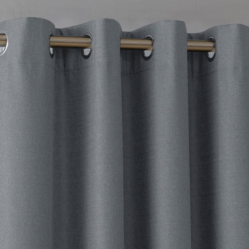 Aasia Blackout Curtain Pair, Grey, 117 W x 138 D cm