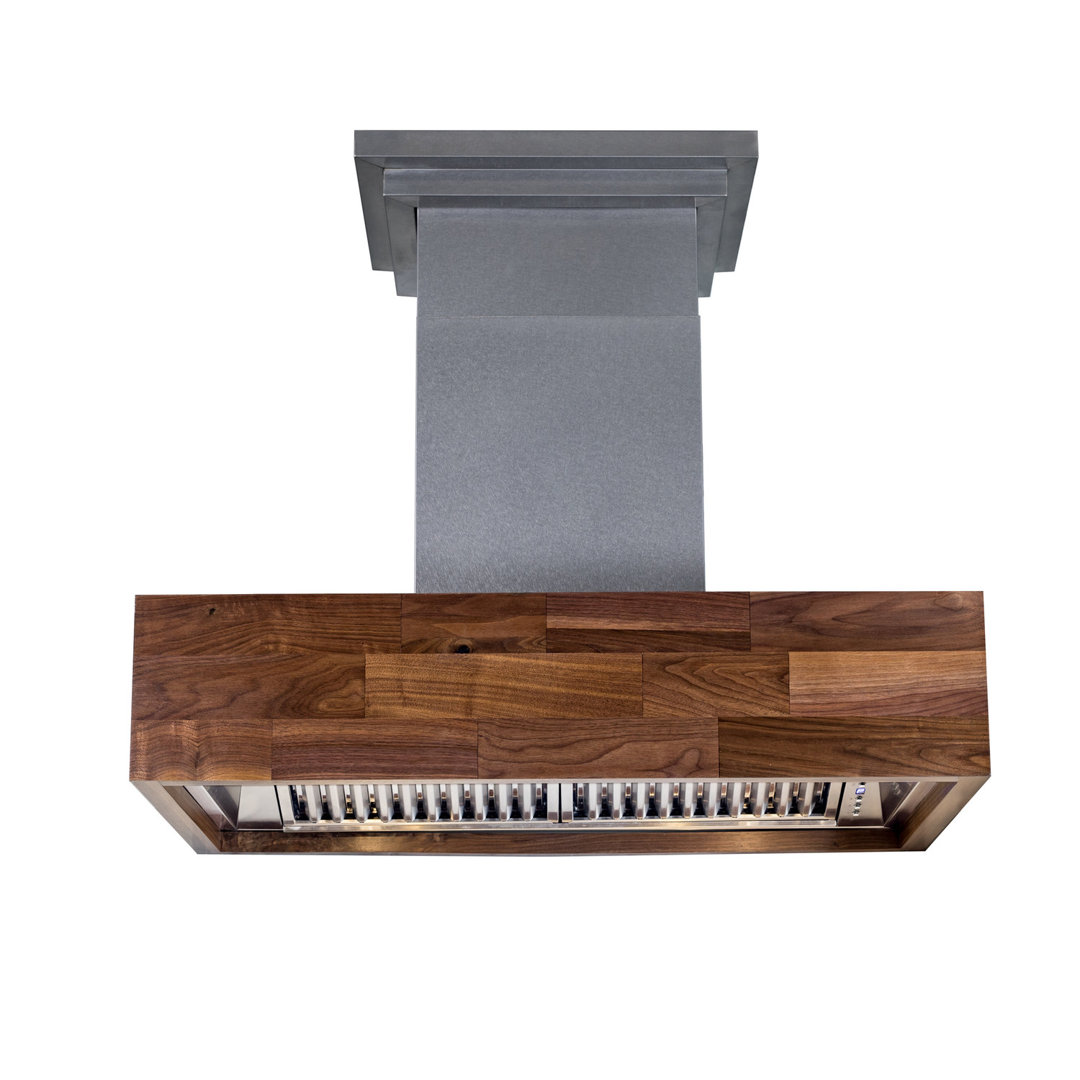 ZLINE 30 in. Remote Blower Ducted Designer Series Wooden Wall Mount Range Hood in Butcher Block (681W-RD-30) ZLINE Finish: Walnut