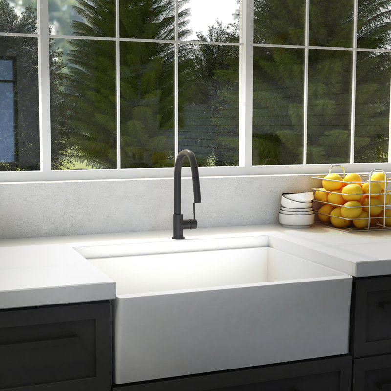 Arthur Single Handle Kitchen Faucet with Side Spray and Accessories, Matte Black