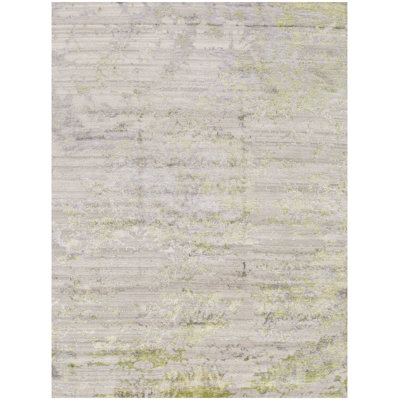 Hand-Knotted High-Quality Natural and Green Area Rug