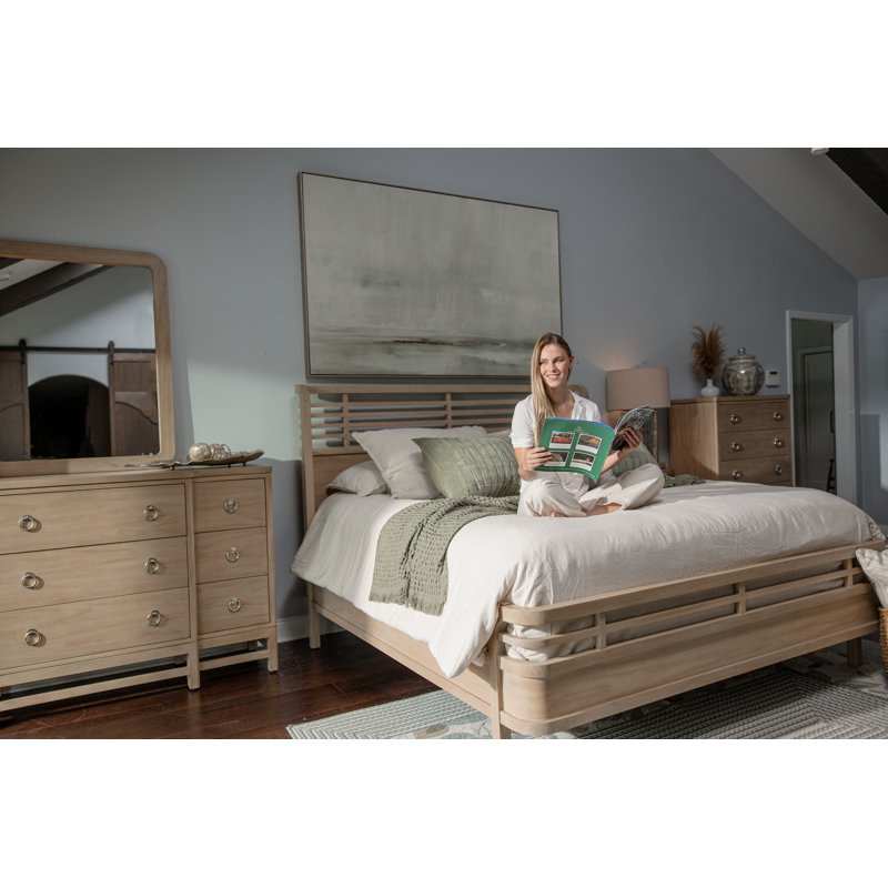 Caretta - Solid Wood Bed - King - Sandstone Finish, King