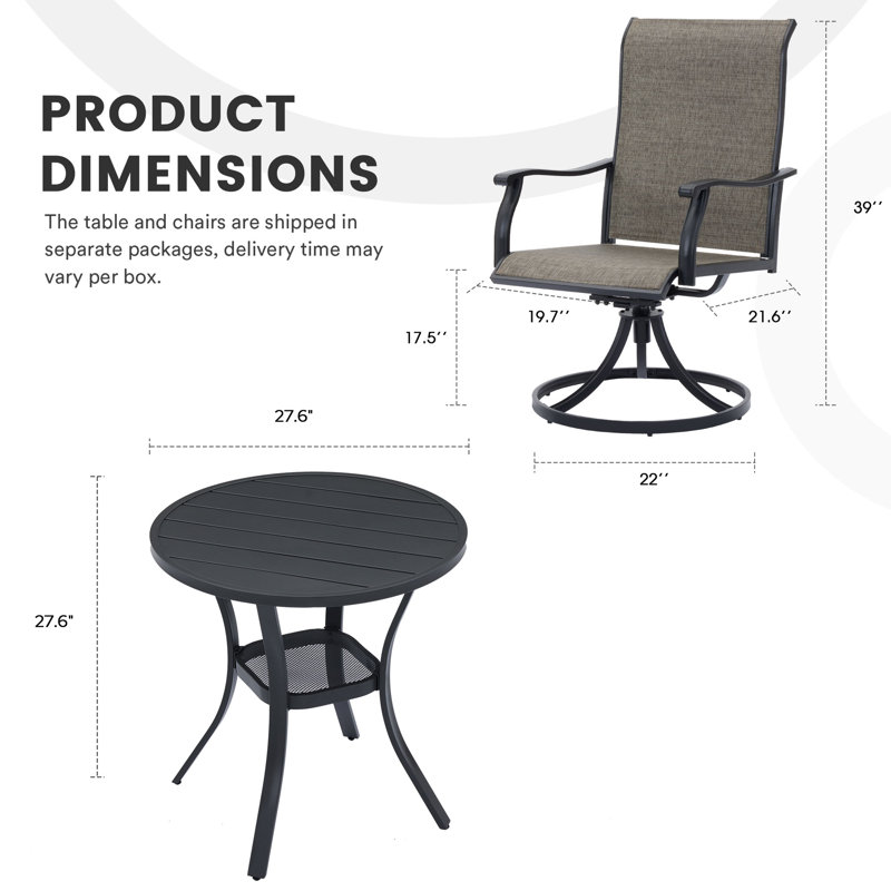 Ensemble repas pour patio, Noir / Noir