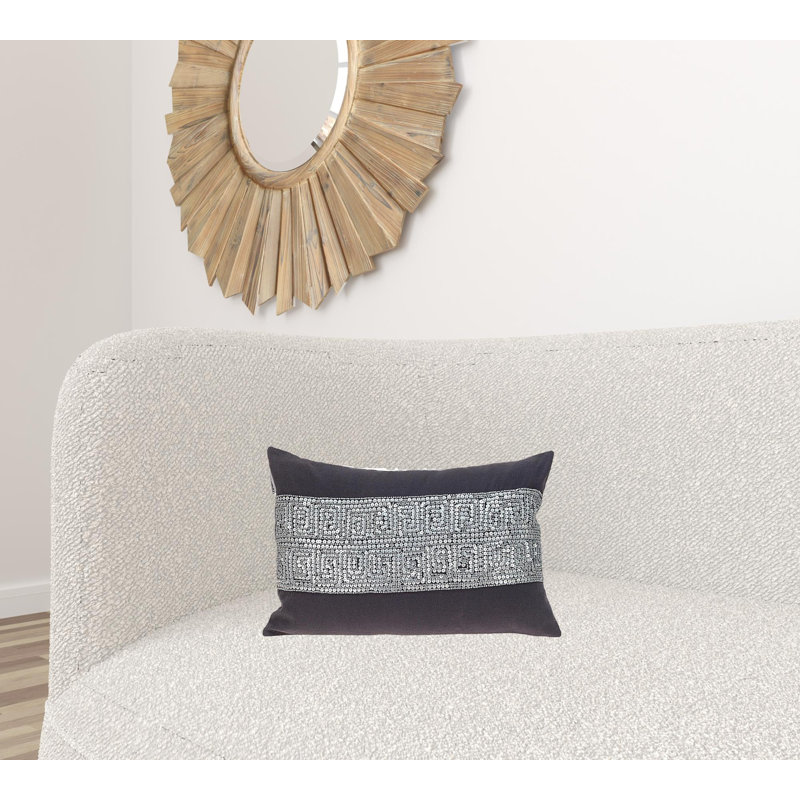 Misty Transitional Gray Throw Pillow, Gray/Silver