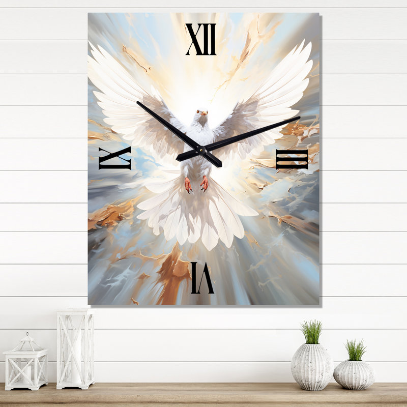 Christianity Dove Descent From Paradise II - Christianism Wall Clock Oversized, Medium