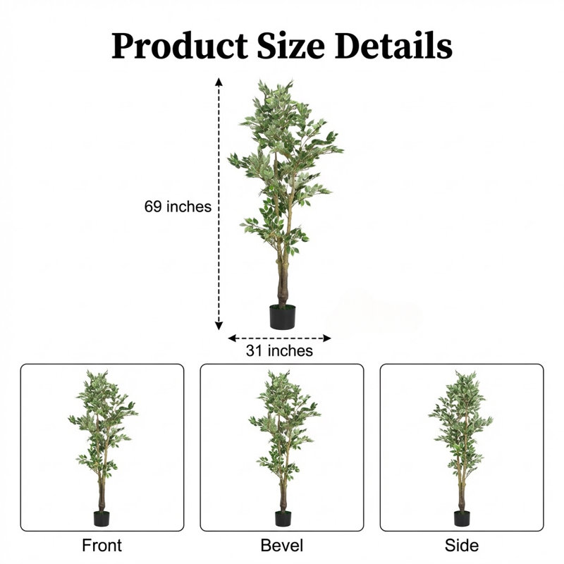 Grand ficus artificiel avec pot en plastique