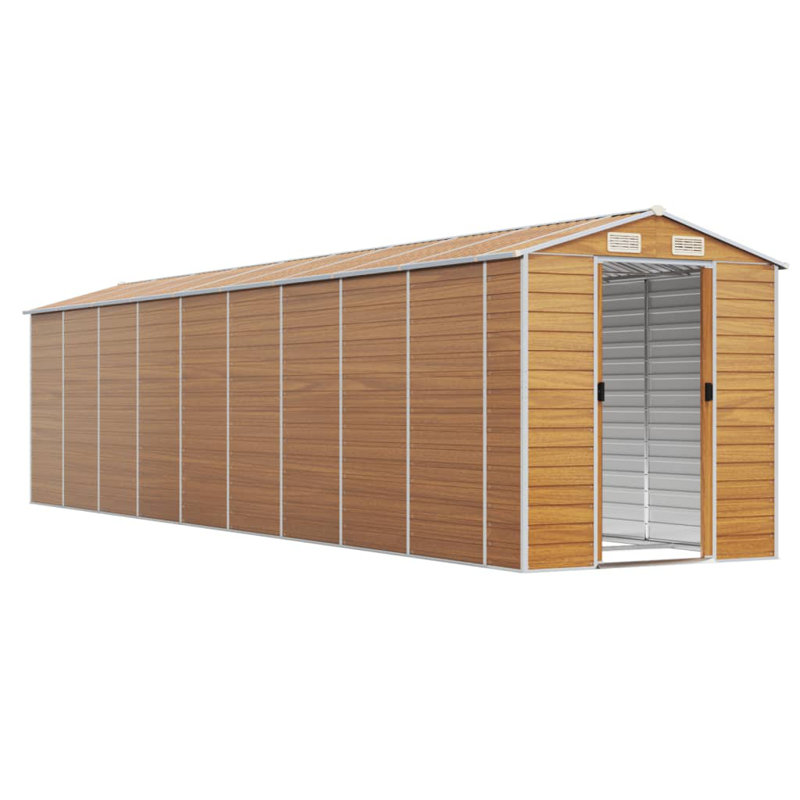 Brisayda Garden Shed 191x810x198 cm Galvanised Steel, Light Brown