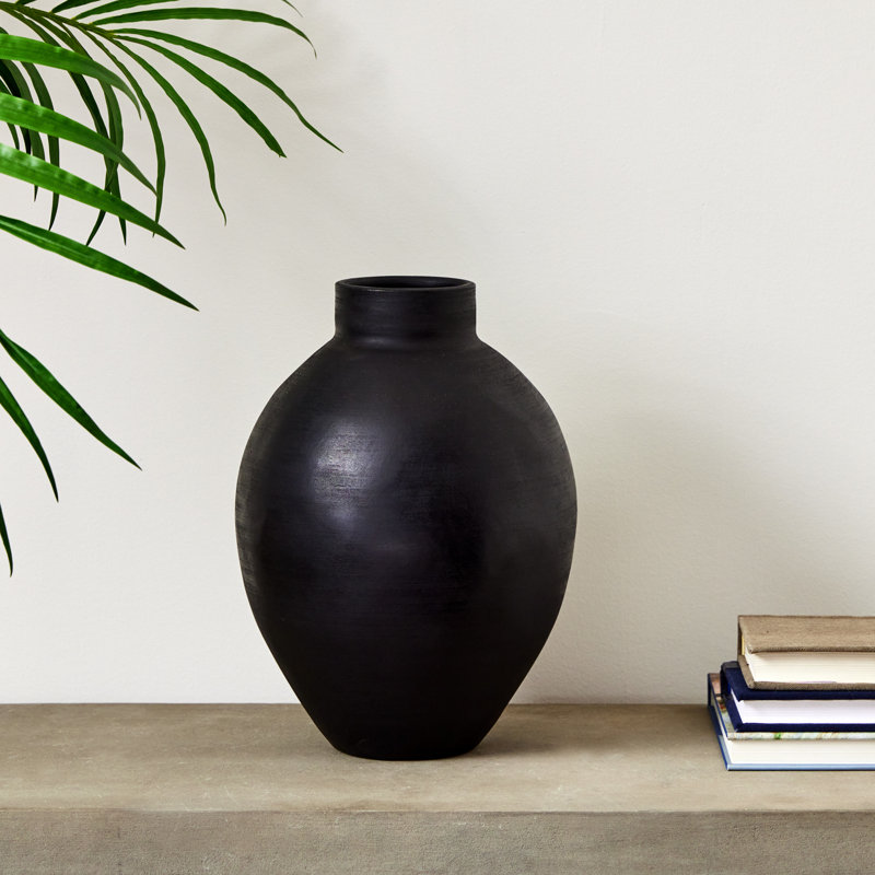 Chamel Handmade Table Vase, 12.75" H x 9.5" W x 9.5" D, Ecru