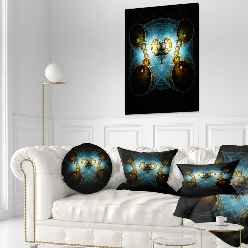 Abstract Printed Pillow, Blue/Gold