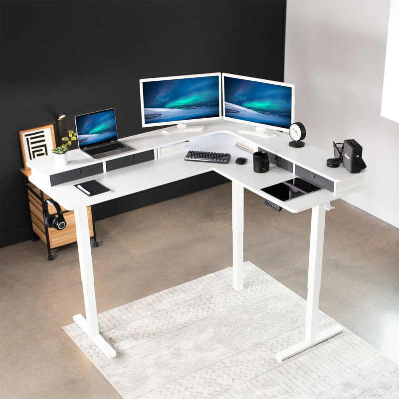 Adjustable Height Steel Standing Desk, White