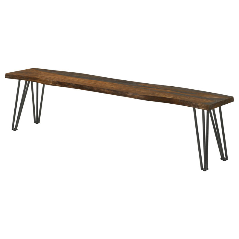Emory Sheesham Grey And Gunmetal Live Edge Dining Bench
