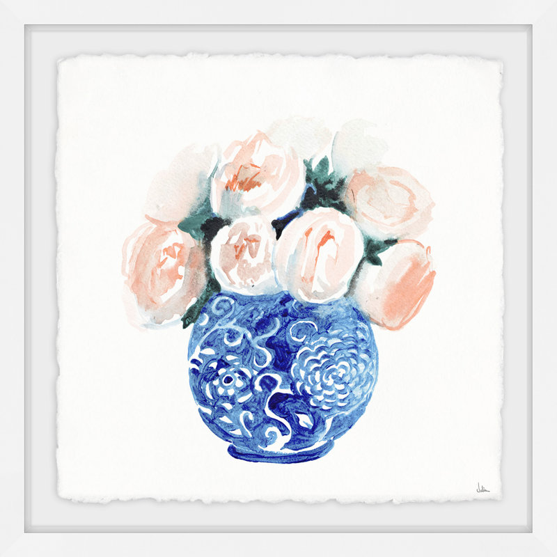 Durkee «Indigo and Peach Luxury», reproduction encadrée, H 32 po x l 32 po x P 1,5 po