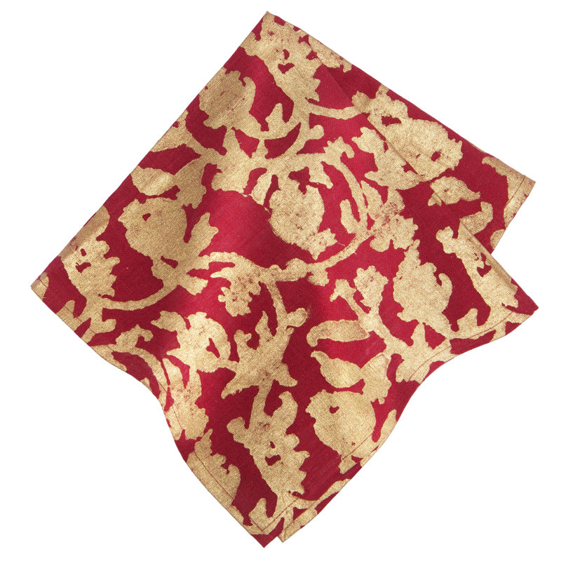 Saint-Rémy D’Or 100% Linen Square Napkins, 19" x 19", Rouge