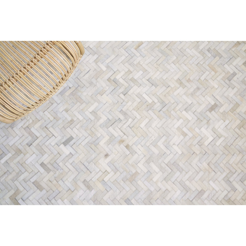 Mosaic Leather Chevron Indoor Rug, Rectangle 11'6" x 14'6"