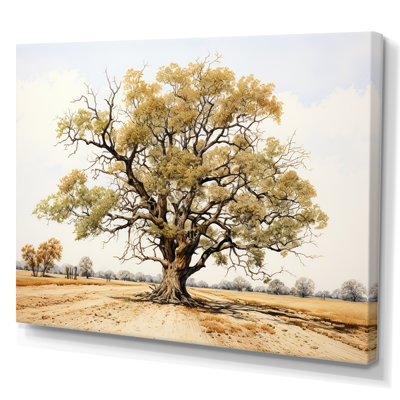 Oak Tree Canvas Wall Art, Minimal Forest Nature Print - Tree Oaks Simplicity I
