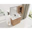Meuble-lavabo autoportant de 102 cm (40 po) avec lavabo en céramique, 2 portes à fermeture amortie, résistant aux égratignures et à l'eau, poignées inclinées de 114 cm (45 po), étagères réglables, bords arrondis, armoire latérale, charnières en contreplaqué et armoire.