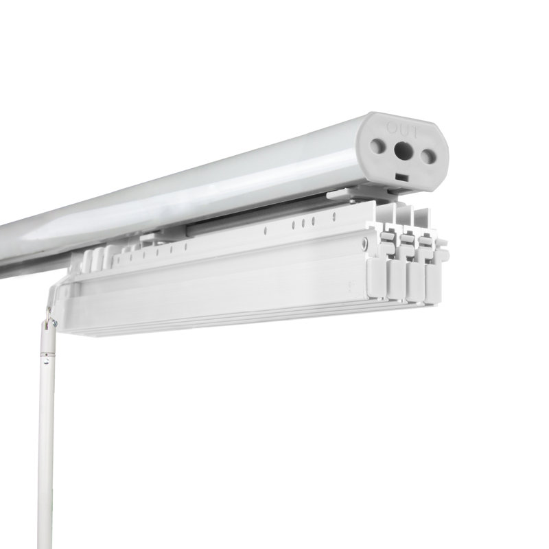 Rail blanc extensible Macadamia à panneau simple H 94 po, largeur de panneau 23,5 po, L 88 po x L 94 po