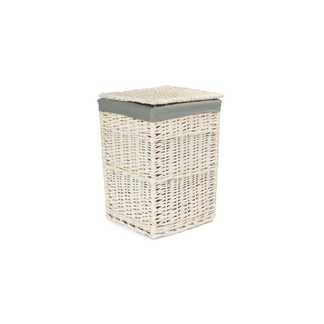 Wicker Square Laundry Basket with Sage Lining