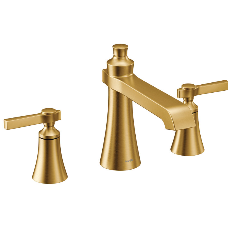 Double Handle Deck Mounted Roman Tub Faucet, Brushed Gold